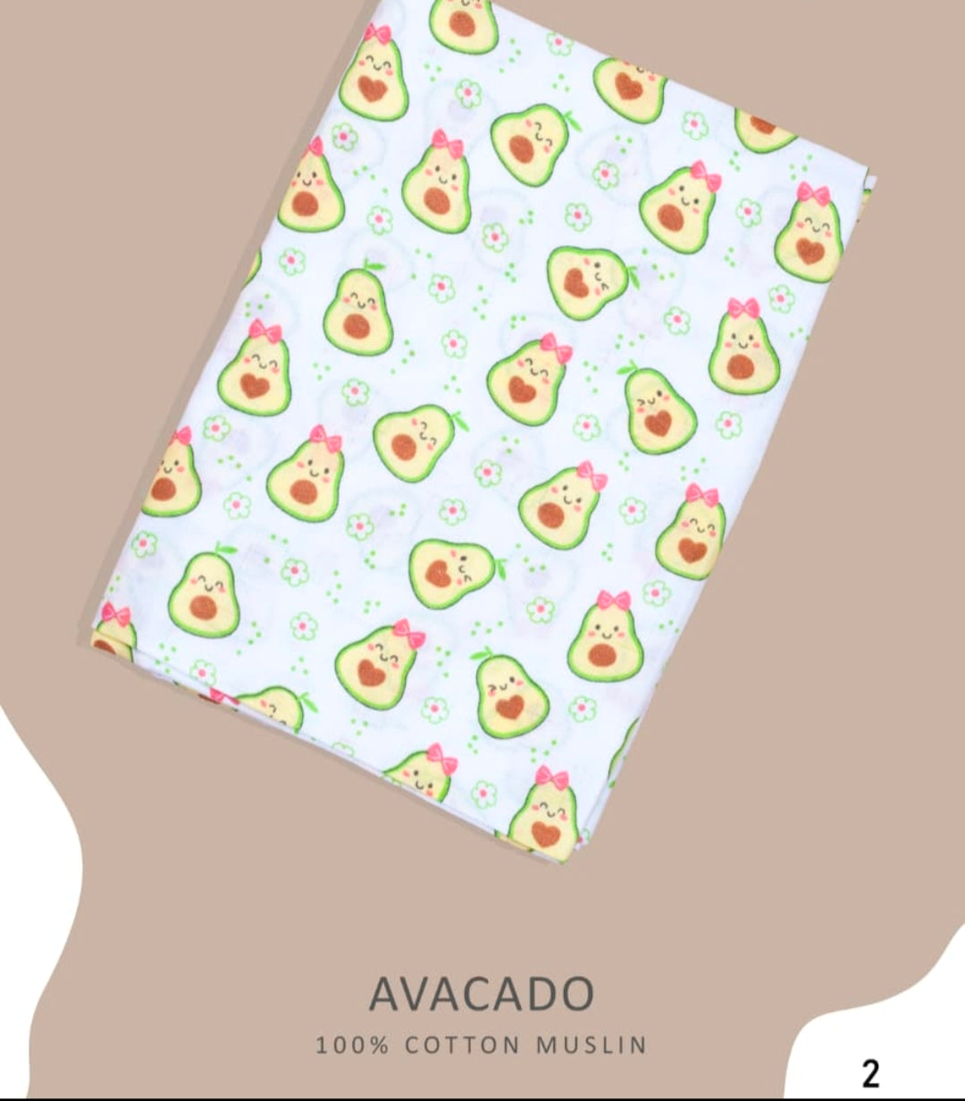 Organic muslin cotton night suit in Avacado
