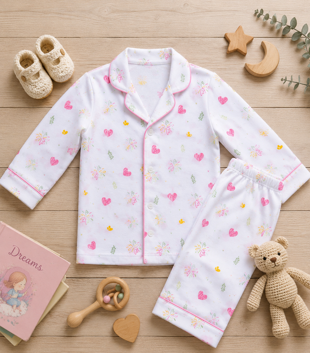 Organic muslin cotton night suit in Sparkle