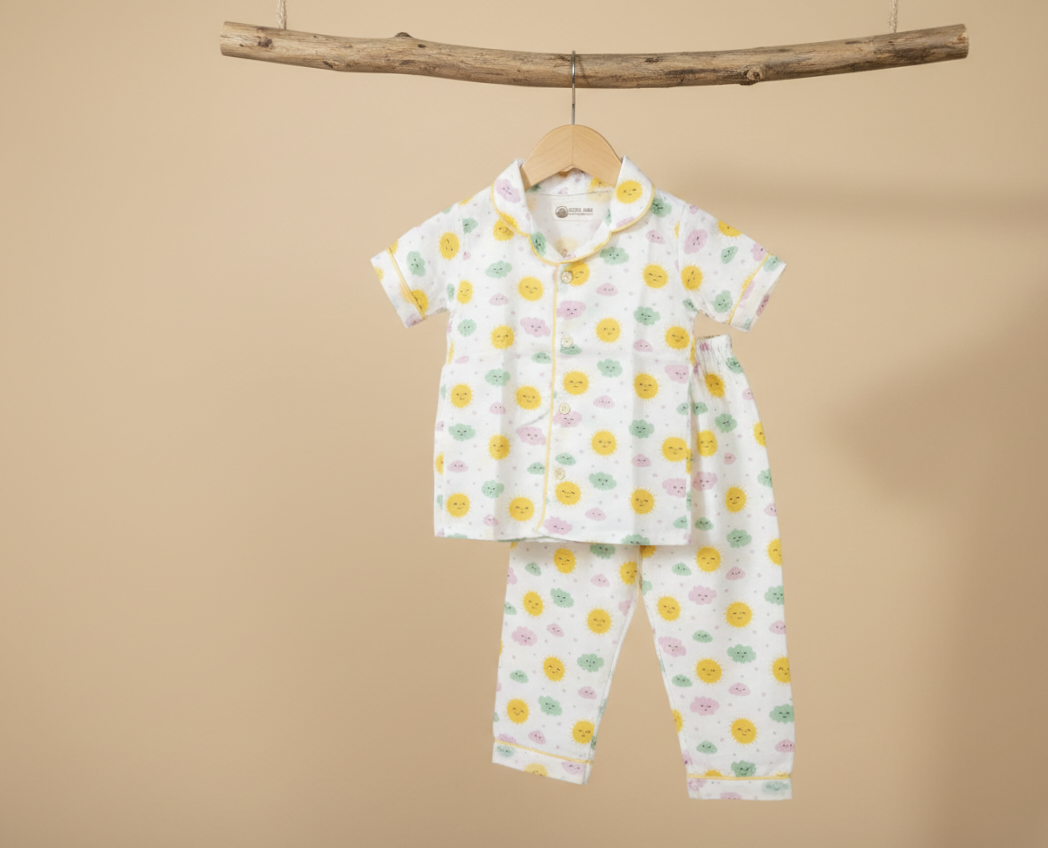 Sunny Clouds Cotton Baby Night Suit