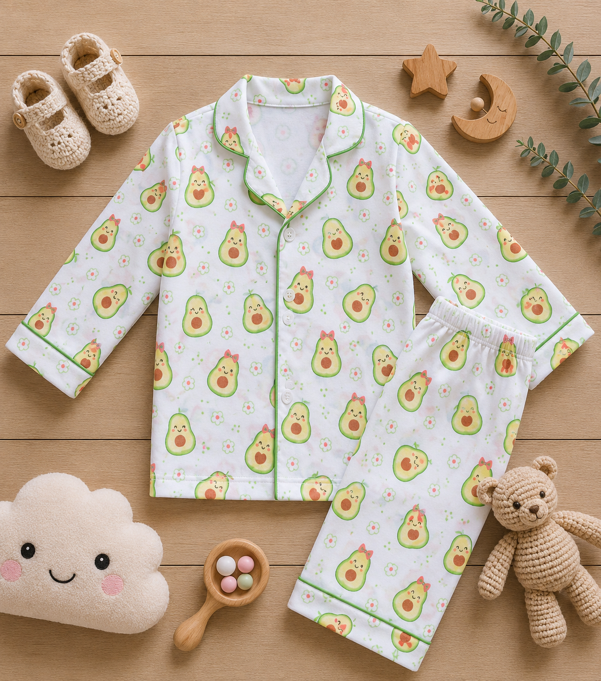 Soft & Comfy Muslin Cotton Night Suit Avacado